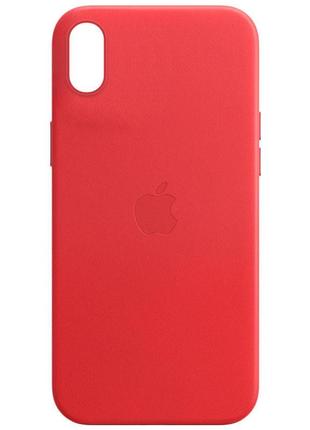Шкіряний чохол leather case (aa) для apple iphone x/xs (5.8") crimson, штучна шкіра