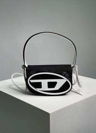 Сумочка женская, клатч diesel 1dr denim iconic shoulder bag black/white (арт: 29008)