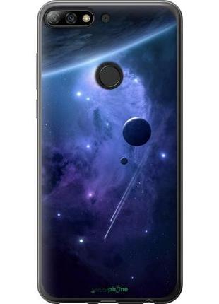 Чехол на huawei y7 prime 2018 планеты в синем космосе "171u-1509-10746"