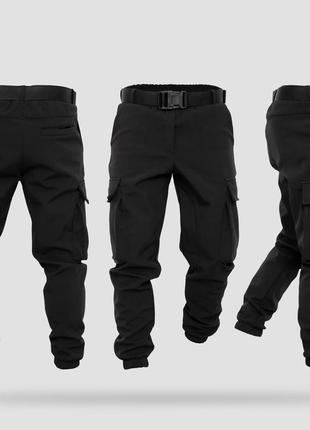 Чоловічі теплі штані карго чорні