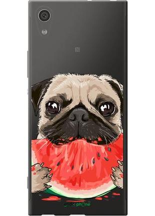 Чехол на sony xperia xa1 g3112 мопс и арбуз "4665u-964-10746"1 фото