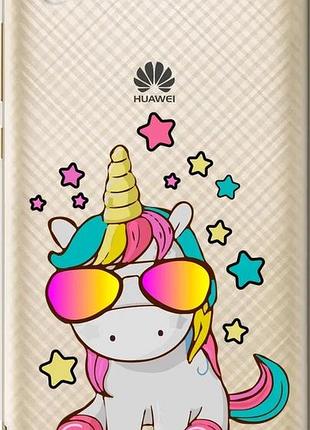 Чехол на huawei y6 ii единорог в очках "4879u-338-10746"