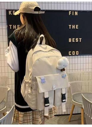 Рюкзак з карманами 3856 чоловічий жіночий дитячий шкільний портфель бежевий