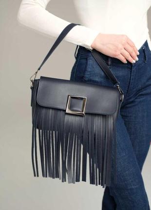 Женская сумка с бахромой «ариэль» темно-синяя