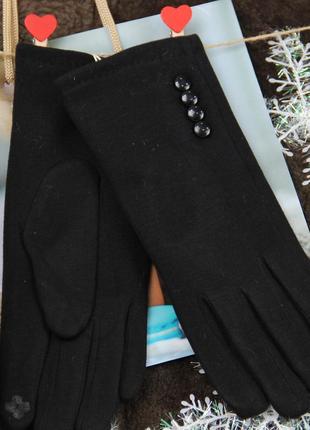 Перчатки женские сенсорные трикотажные на меху шитые осень-зима размер s-m 3 пуговки2 фото