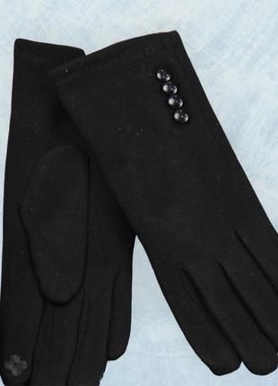 Перчатки женские сенсорные трикотажные на меху шитые осень-зима размер s-m 3 пуговки1 фото