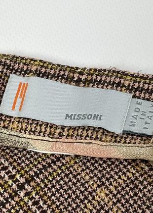 Шерстяная длинная юбка missoni italy в клетку коричневая оригинал размер m - l7 фото