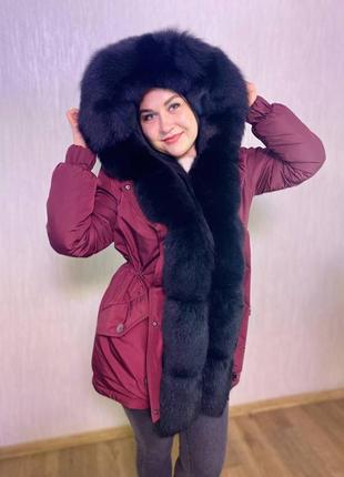💥Регулируемое предложение на парочку💥 в наличии 48 размер, женская парка куртка с финским мехом песца6 фото