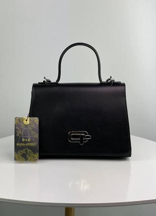 Жіноча шкіряна сумка на плече трапеція, ділова сумоча італійського бренду polina&eiterou.