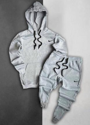 Флісовий чоловічий спортивний костюм nike сірий