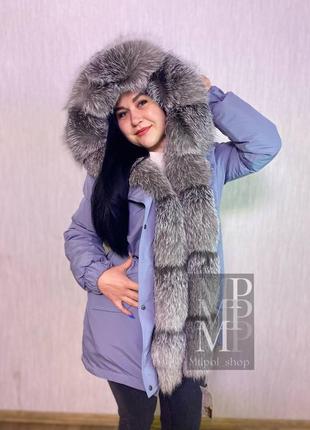 Женская зимняя парка куртка с натуральным мехом блюфрост, 42-60 размеры5 фото