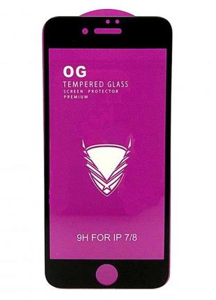 Защитное стекло full glue og premium в упаковке для apple iphone 7/8/se 2020 черное