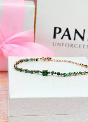 Серебряный браслет "блестящее pave" в позолоте rose5 фото