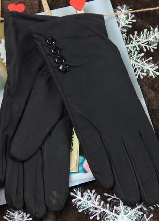 Перчатки женские сенсорные плащевка утепленные на меху осень-зима размер s-m 4 пуговки2 фото