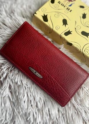 Гаманець жіночий шкіряний бордовий, гаманець клатч з натуральної шкіри жіночий, портмоне жіноче kochi