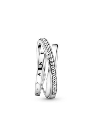 Каблочка серебряная «тройная из паве» серебренное кольцо кольцо женское2 фото