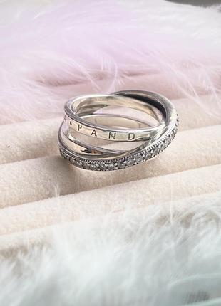 Каблочка серебряная «тройная из паве» серебренное кольцо кольцо женское7 фото