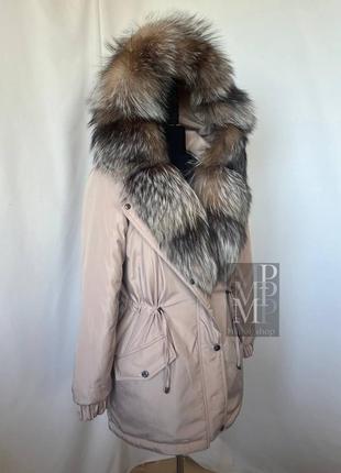 💥акційна пропозиція на парочку💥 в наявності 46 розмір, жіноча парка куртка з натуральним хутром фінської чорнобурки5 фото
