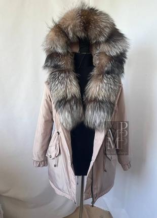 💥акційна пропозиція на парочку💥 в наявності 46 розмір, жіноча парка куртка з натуральним хутром фінської чорнобурки4 фото