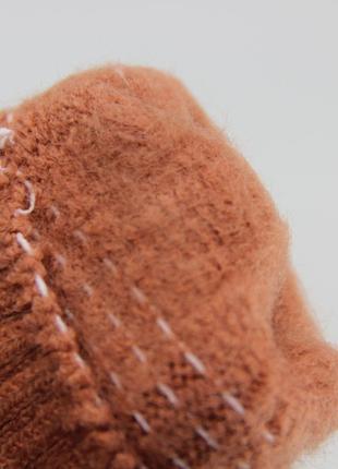 Перчатки детские шерстяные сенсорные пальцы 9-12 лет девочка осень-зима бежевый4 фото