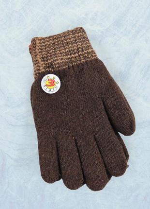 Рукавички дитячі вовняні подвійні 5-7 років осінь-зима star коричневий