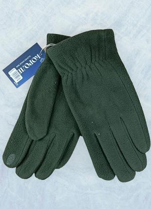 Перчатки мужские сенсорные флисовые плотные осень-зима размер 11 хаки
