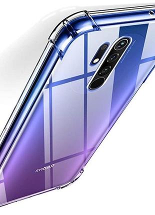 Прозрачный чехол для xiaomi redmi 9 ударопрочный силиконовый shockproof (бампер)1 фото