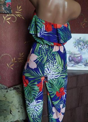 Комбинезон миди с цветочным принтом с открытыми плечами от missi london5 фото