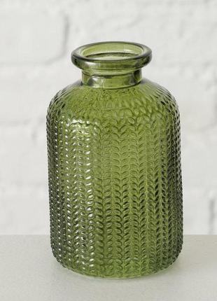 Набір 3-х ваз мерула лаковане зелене скло h10см гранд презент 20193305 фото