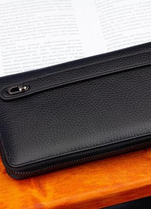 Чорний гаманець-клатч з блоком під картки під однією блискавкою з натуральної шкіри marco coverna b-5901q10 фото