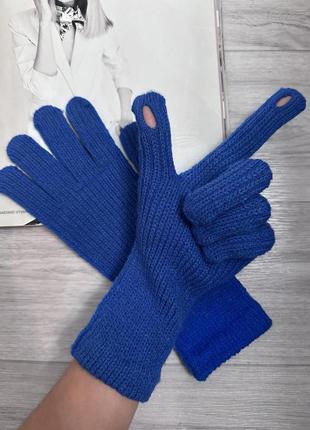 В'язані теплі рукавички довгі чорний (3532)4 фото