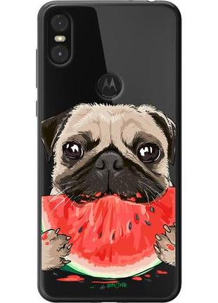 Чехол на motorola one мопс и арбуз "4665u-1589-10746"