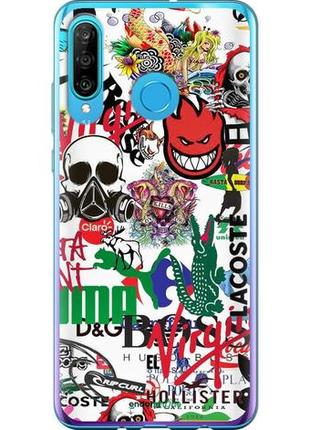 Чехол на huawei p30 lite many different logos "4022u-1651-10746"