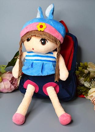 Детский рюкзак с игрушкой “девочка”4 фото