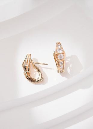 Серьги змея позолота