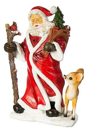 Новорічна фігурка під ялинку "санта в лісі", декор на новий рік, фігурка санти для новорічного декору