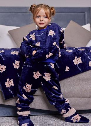 Комплект детский пижамка+тапули+плек мягкий и очень качественный2 фото