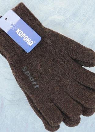 Перчатки шерстяные детские осень-зима 6-8 лет sport коричневый1 фото