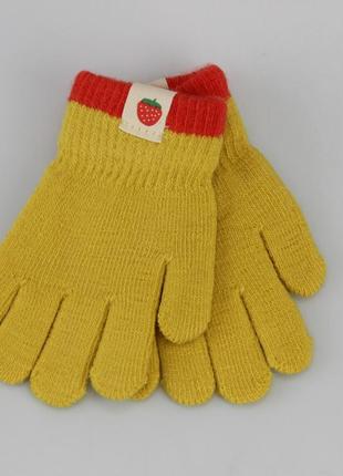 Перчатки детские шерстяные осень-зима 3-5 лет желтый3 фото