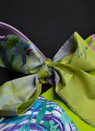 Летняя женская сумка квадратная ярких цветов "fl" (цвет: салатово-сиреневой) размер: 39х15х30 см4 фото