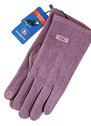 Перчатки женские сенсорные ткань пальто ugc осень-зима дизайн 1 цвет лиловый4 фото