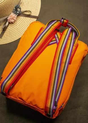 Рюкзак fjallraven kanken mini с радужными ручками оранжнвый размер 27*21*10 (7l)2 фото