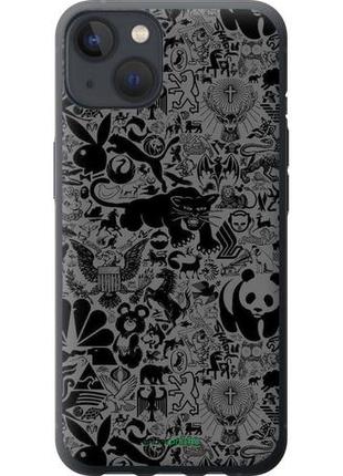 Чехол на iphone 13 чёрно-серый стикер бомбинг "2432u-2374-10746"