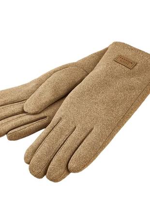 Перчатки женские сенсорные эластичные с мехом fashion зима размер s-l бежевый4 фото