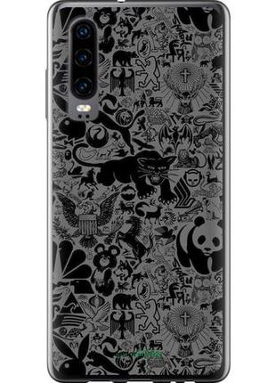 Чехол на huawei p30 чёрно-серый стикер бомбинг "2432u-1622-10746"