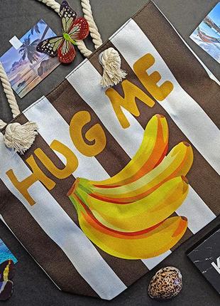 Пляжна сумка в полоску с рисунком фруктов размер 
49х37х156 фото