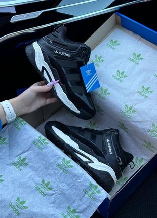 Жіночі кросівки adidas originals niteball high fur / адідас / утеплені / зимові / взуття / шкіра, замша, хутро / білі, чорні, сірі / з хутром