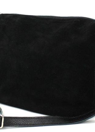 Женская сумка через плечо из кожи и замши borsacomoda черная1 фото