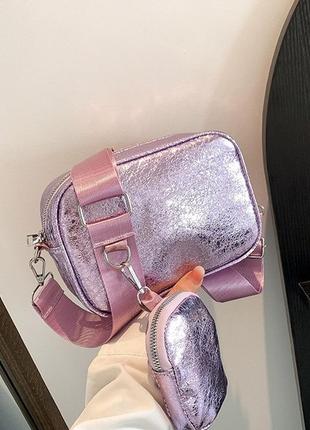 Жіноча класична сумка 9137 крос-боді через плече лілова фіолетова5 фото