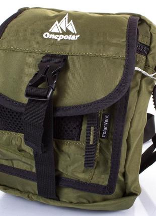 Чоловіча спортивна сумка з поліестеру оливковий з чорним onepolar w3088-green2 фото